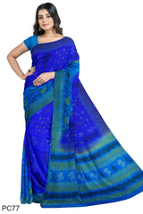 Multicolour Designer Wedding Partywear Pure Crepe Printed Hand Embroidery Work Bridal Saree Sari With Blouse Piece PC77