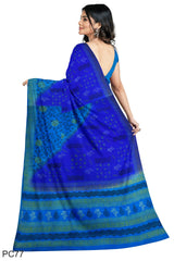 Multicolour Designer Wedding Partywear Pure Crepe Printed Hand Embroidery Work Bridal Saree Sari With Blouse Piece PC77