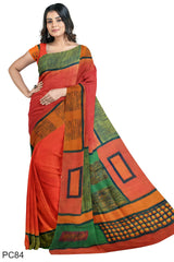 Multicolour Designer Wedding Partywear Pure Crepe Printed Hand Embroidery Work Bridal Saree Sari With Blouse Piece PC84