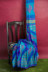 Multicolour Designer Wedding Partywear Pure Crepe Printed Hand Embroidery Work Bridal Saree Sari With Blouse Piece PC87