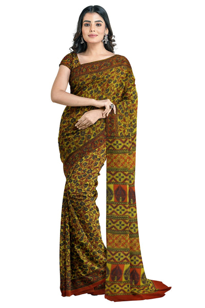 Multicolour Designer Wedding Partywear Pure Crepe Printed Hand Embroidery Work Bridal Saree Sari With Blouse Piece PC89