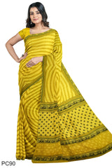 Multicolour Designer Wedding Partywear Pure Crepe Printed Hand Embroidery Work Bridal Saree Sari With Blouse Piece PC90