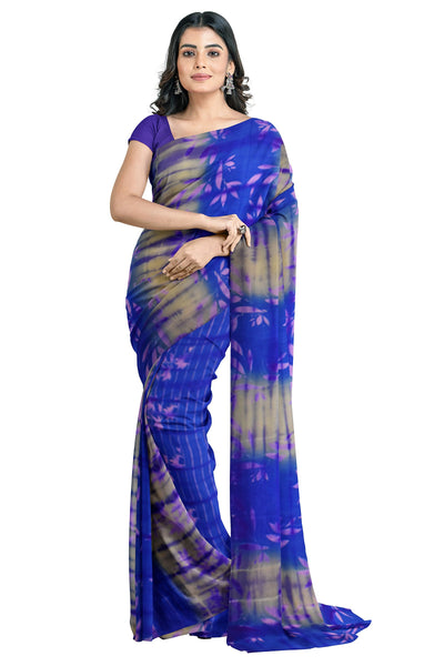Multicolour Designer Wedding Partywear Pure Crepe Printed Hand Embroidery Work Bridal Saree Sari With Blouse Piece PC98