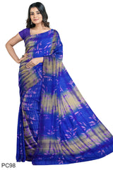 Multicolour Designer Wedding Partywear Pure Crepe Printed Hand Embroidery Work Bridal Saree Sari With Blouse Piece PC98