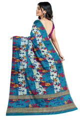 Multicolour Designer Wedding Partywear Pure Crepe Printed Hand Embroidery Work Bridal Saree Sari With Blouse Piece PC9