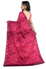 Multicolour Designer Wedding Partywear Pure Georgette Printed Hand Embroidery Work Bridal Saree Sari With Blouse Piece PG12