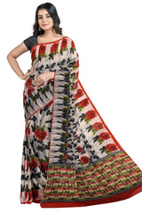 Multicolour Designer Wedding Partywear Pure Georgette Printed Hand Embroidery Work Bridal Saree Sari With Blouse Piece PG16