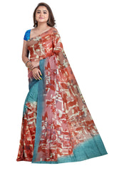 Multicolour Designer Wedding Partywear Pure Georgette Printed Hand Embroidery Work Bridal Saree Sari With Blouse Piece PG17