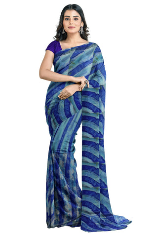 Multicolour Designer Wedding Partywear Pure Georgette Printed Hand Embroidery Work Bridal Saree Sari With Blouse Piece PG18
