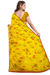 Multicolour Designer Wedding Partywear Pure Georgette Printed Hand Embroidery Work Bridal Saree Sari With Blouse Piece PG9