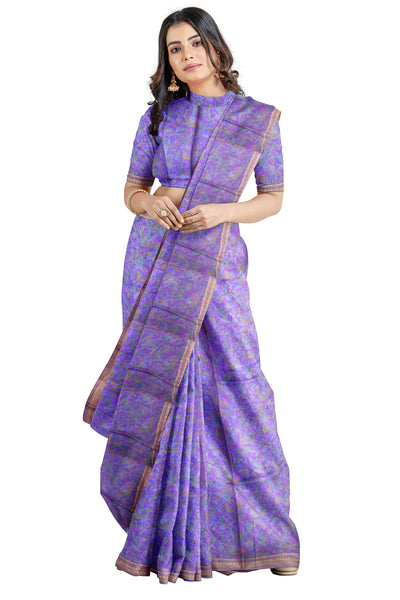 Multicolour Designer Wedding Partywear Pure Silk Printed Zari Hand Embroidery Work Bridal Saree Sari With Blouse Piece PS10
