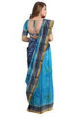 Multicolour Designer Wedding Partywear Pure Silk Printed Zari Hand Embroidery Work Bridal Saree Sari With Blouse Piece PS13