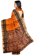 Multicolour Designer Wedding Partywear Pure Silk Printed Zari Hand Embroidery Work Bridal Saree Sari With Blouse Piece PS15