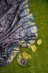 Multicolour Designer Wedding Partywear Pure Silk Printed Zari Hand Embroidery Work Bridal Saree Sari With Blouse Piece PS17