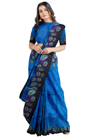 Multicolour Designer Wedding Partywear Pure Silk Printed Hand Embroidery Work Bridal Saree Sari With Blouse Piece PS5