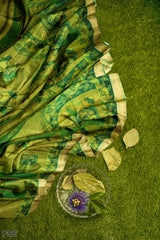 Multicolour Designer Wedding Partywear Pure Silk Printed Zari Hand Embroidery Work Bridal Saree Sari With Blouse Piece PS6