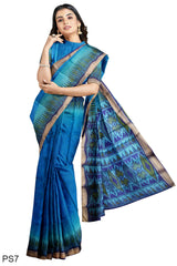 Multicolour Designer Wedding Partywear Pure Silk Printed Zari Hand Embroidery Work Bridal Saree Sari With Blouse Piece PS7