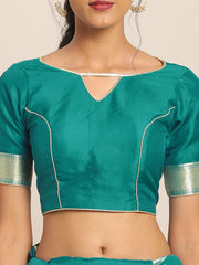 Sea Green Jacquard Silk Heavy Work Designer Banarasi Saree Sari