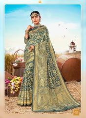 Grey Poly Silk Heavy Work Designer Saree Sari