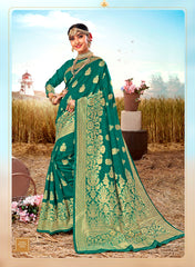 Green Poly Silk Heavy Work Designer Saree Sari