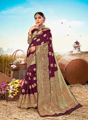Magenta Poly Silk Heavy Work Designer Saree Sari