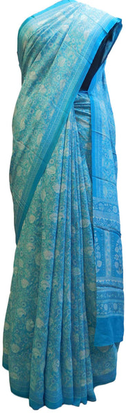 Multicolor Designer Wedding Partywear Pure Crepe Hand Brush Reprinted Kolkata Saree Sari RP05