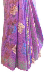 Multicolor Designer Wedding Partywear Pure Crepe Hand Brush Reprinted Kolkata Saree Sari RP07