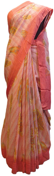 Multicolor Designer Wedding Partywear Pure Crepe Hand Brush Reprinted Kolkata Saree Sari RP08