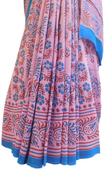 Multicolor Designer Wedding Partywear Pure Crepe Hand Brush Reprinted Kolkata Saree Sari RP101