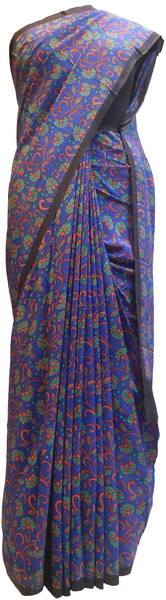Multicolor Designer Wedding Partywear Pure Crepe Hand Brush Reprinted Kolkata Saree Sari RP104