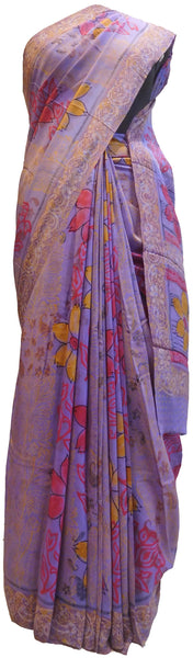 Multicolor Designer Wedding Partywear Pure Crepe Hand Brush Reprinted Kolkata Saree Sari RP106