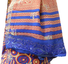 Multicolor Designer Wedding Partywear Pure Crepe Hand Brush Reprinted Kolkata Saree Sari RP108