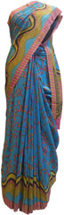 Multicolor Designer Wedding Partywear Pure Crepe Hand Brush Reprinted Kolkata Saree Sari RP109