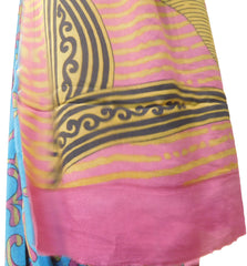 Multicolor Designer Wedding Partywear Pure Crepe Hand Brush Reprinted Kolkata Saree Sari RP109