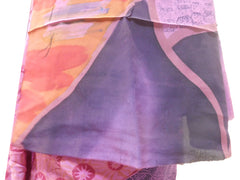 Multicolor Designer Wedding Partywear Pure Crepe Hand Brush Reprinted Kolkata Saree Sari RP115