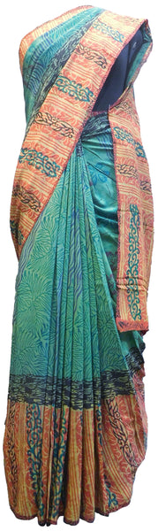 Multicolor Designer Wedding Partywear Pure Crepe Hand Brush Reprinted Kolkata Saree Sari RP121