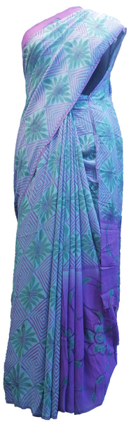 Multicolor Designer Wedding Partywear Pure Crepe Hand Brush Reprinted Kolkata Saree Sari RP127