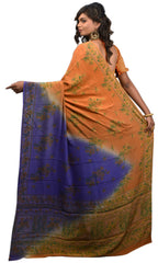 Multicolor Designer Wedding Partywear Pure Crepe Hand Brush Reprinted Kolkata Saree Sari RP132