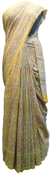 Multicolor Designer Wedding Partywear Pure Crepe Hand Brush Reprinted Kolkata Saree Sari RP142
