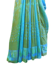 Multicolor Designer Wedding Partywear Pure Crepe Hand Brush Reprinted Kolkata Saree Sari RP147