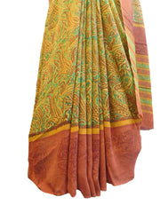 Multicolor Designer Wedding Partywear Pure Crepe Hand Brush Reprinted Kolkata Saree Sari RP148