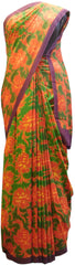Multicolor Designer Wedding Partywear Pure Crepe Hand Brush Reprinted Kolkata Saree Sari RP149