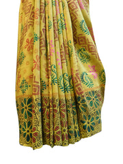 Multicolor Designer Wedding Partywear Pure Crepe Hand Brush Reprinted Kolkata Saree Sari RP151