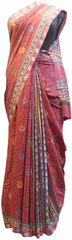 Multicolor Designer Wedding Partywear Pure Crepe Hand Brush Reprinted Kolkata Saree Sari RP156