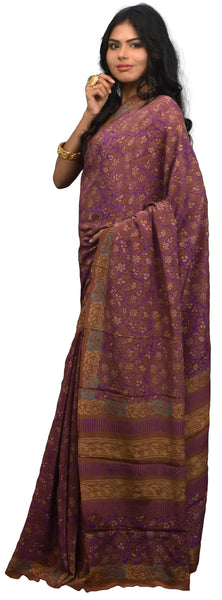 Multicolor Designer Wedding Partywear Pure Crepe Hand Brush Reprinted Kolkata Saree Sari RP201