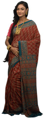Multicolor Designer Wedding Partywear Pure Crepe Hand Brush Reprinted Kolkata Saree Sari RP204