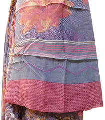 Multicolor Designer Wedding Partywear Pure Crepe Hand Brush Reprinted Kolkata Saree Sari RP20
