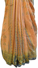 Multicolor Designer Wedding Partywear Pure Crepe Hand Brush Reprinted Kolkata Saree Sari RP21