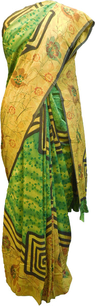 Multicolor Designer Wedding Partywear Pure Crepe Hand Brush Reprinted Kolkata Saree Sari RP250