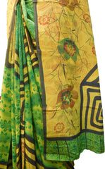 Multicolor Designer Wedding Partywear Pure Crepe Hand Brush Reprinted Kolkata Saree Sari RP250